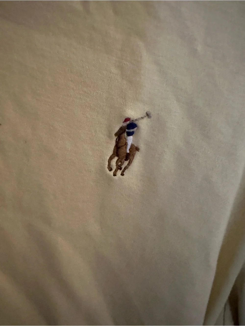 Ralph Lauren Men's Pale Yellow Polo Shirt with Pony Logo